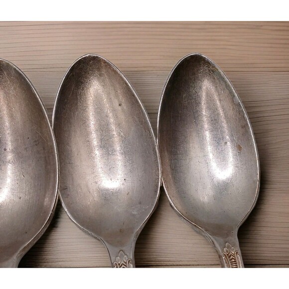 Lot Of 4 Antique 6" Wm Rogers Cotillion Silverplate Flatware IS Serving Spoons - Picture 7 of 12